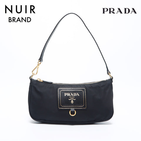 prada prada徽标尼龙流浪汉肩袋黑色WS11563
