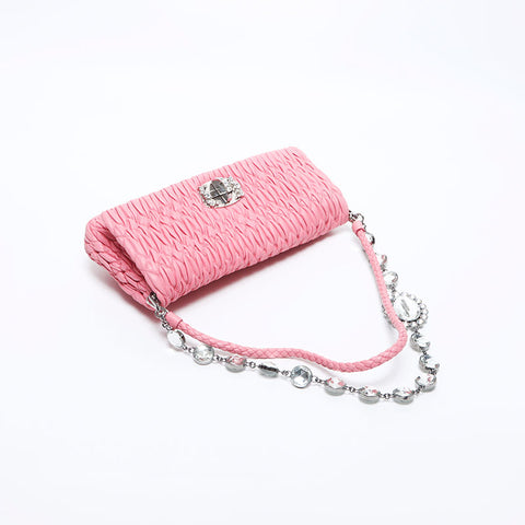 Miu Miu Crystal Matelasse肩带粉红色WS11564