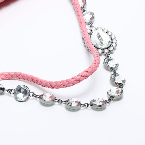 Miu Miu Crystal Matelasse肩带粉红色WS11564