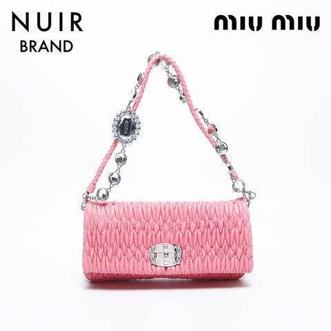 Miu Miu Crystal Matelasse肩带粉红色WS11564