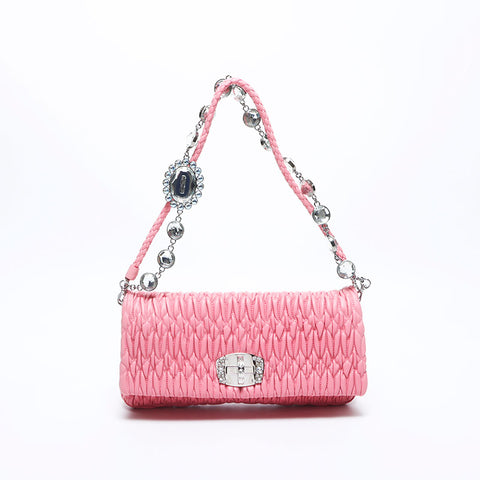 Miu Miu Crystal Matelasse肩带粉红色WS11564