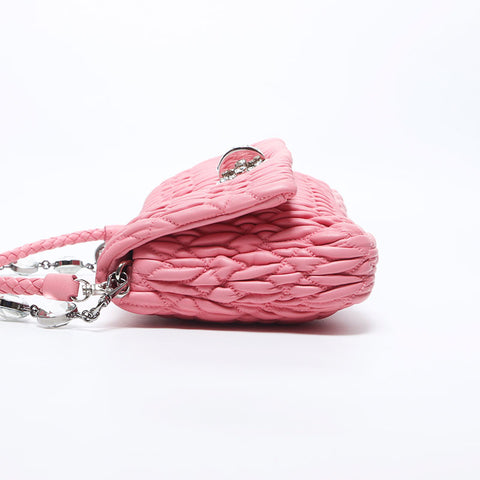 Miu miu cristal matelasse sac d'épaule rose ws11564