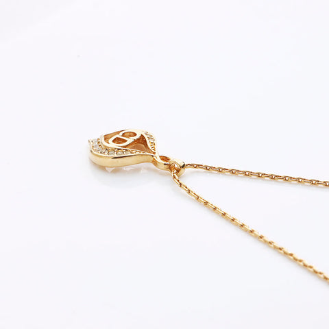 Christian Dior CD logo rhinestone Necklace gold WS11567