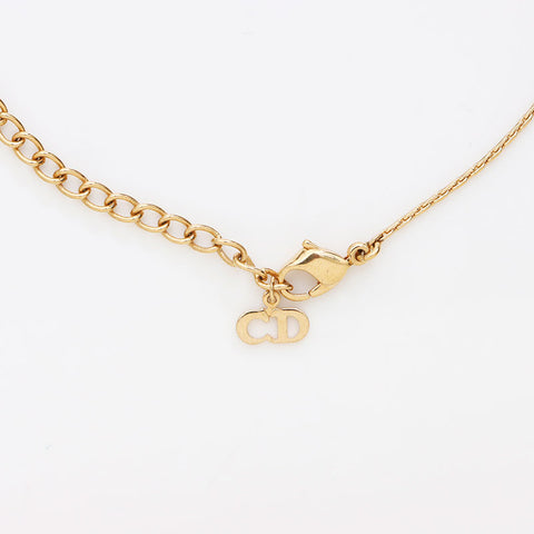 Christian Dior CD logo rhinestone Necklace gold WS11567