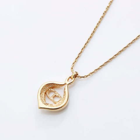 Christian Dior CD logo rhinestone Necklace gold WS11567