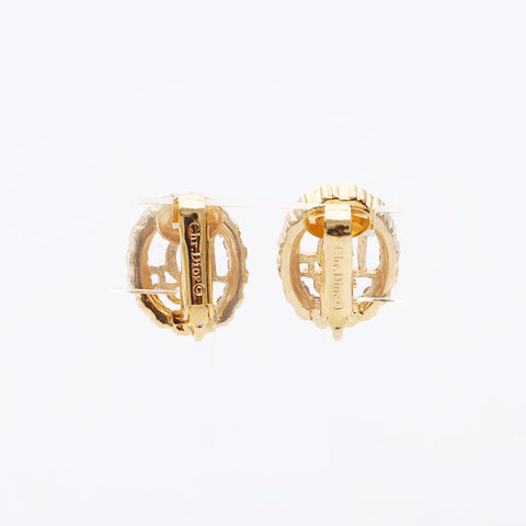 Christian Dior Rhinestone CD Logo Set Tie Tack Boucles d'oreilles Gold WS11576
