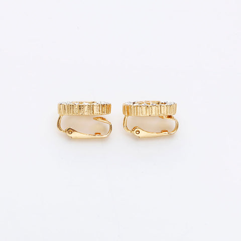 Christian Dior Rhinestone CD Logo Set Tie Tack Boucles d'oreilles Gold WS11576