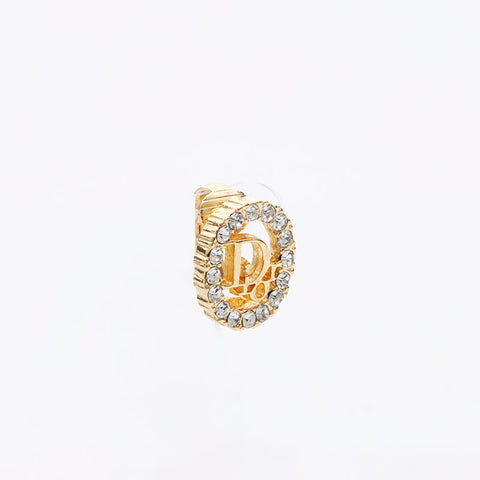 Christian Dior Rhinestone CD Logo Set Tie Tack Boucles d'oreilles Gold WS11576