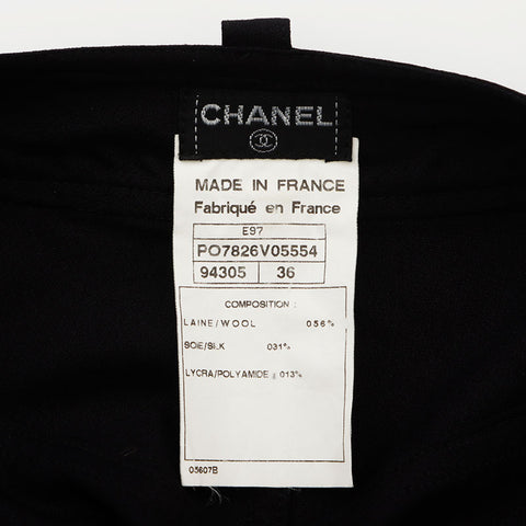 Chanel Taille: 38 Button en argent 1997 Configuration du coton noir WS11578