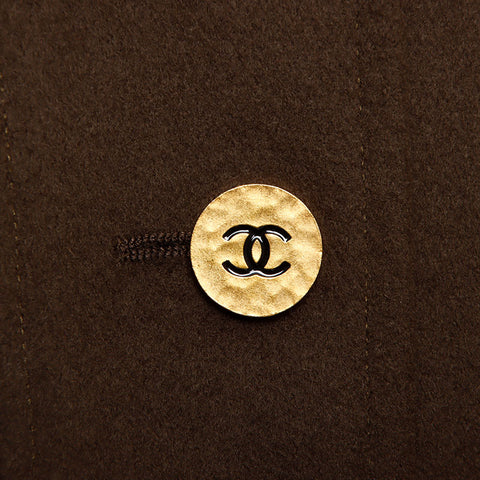 Chanel 1994 Kaschmir Long Coco Mark -Knopf -Mantel Brown WS11583