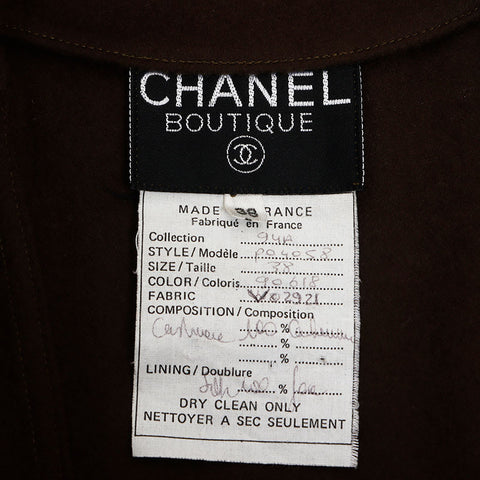 Chanel 1994 Kaschmir Long Coco Mark -Knopf -Mantel Brown WS11583