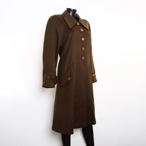 Chanel 1994 Kaschmir Long Coco Mark -Knopf -Mantel Brown WS11583