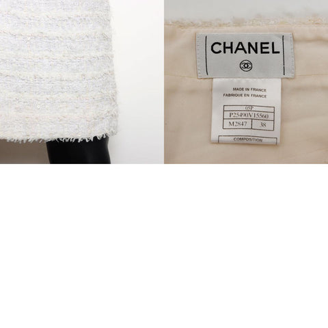CHANEL 2005 Ginza Limited Tweed Setup Size:38 suit white WS11584