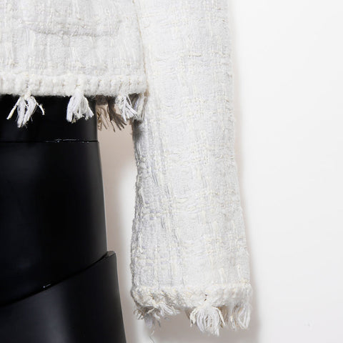 Chanel Chanel 2005 Ginza Limited Tweed夹克尺寸：38夹克白色WS11585