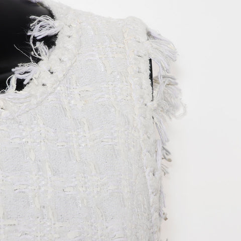 Chanel Chanel 2005 Ginza Limited Tweed夹克尺寸：38夹克白色WS11585