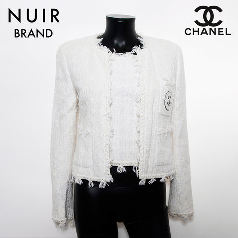 Chanel Chanel 2005 Ginza Limited Tweed Jacke Größe: 38 Jacke Weiß WS11585