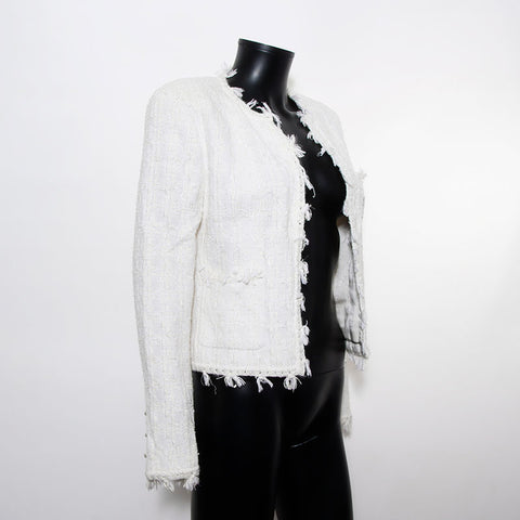 Chanel Chanel 2005 Ginza Limited Tweed Jacke Größe: 38 Jacke Weiß WS11585