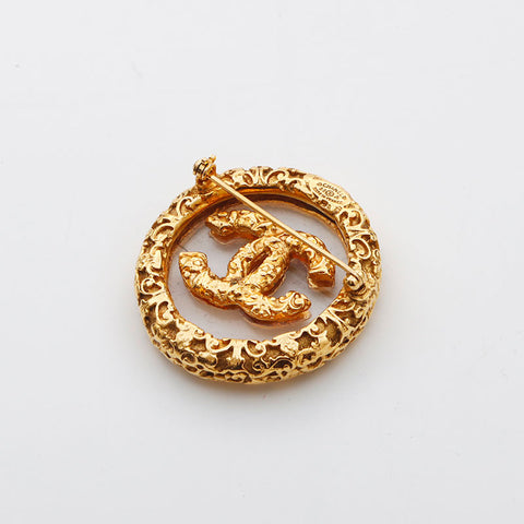 CHANEL 95A Magma COCO Mark 圆形 1995 胸针 金色 WS11589