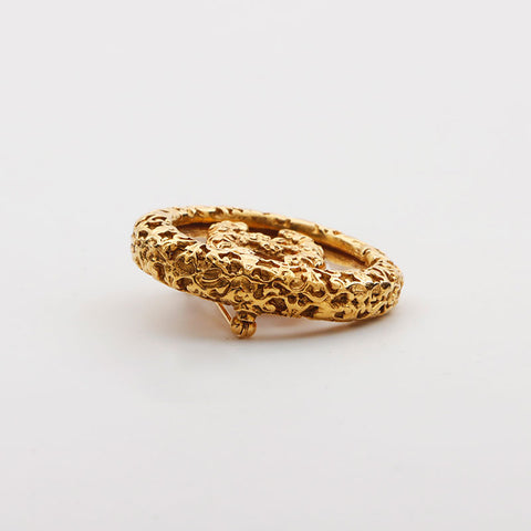 Chanel Chanel 95A Magma Coco Mark Runde 1995 Brosche Gold WS11589