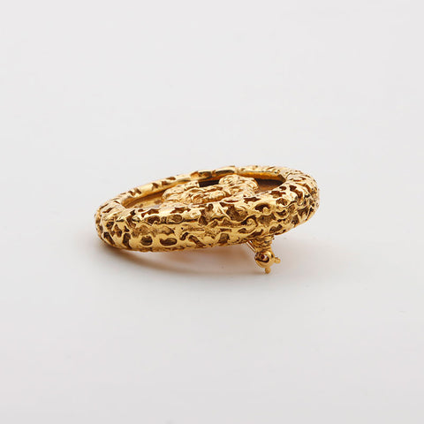 CHANEL 95A Magma COCO Mark 圆形 1995 胸针 金色 WS11589