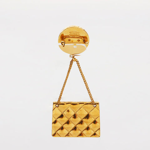 CHANEL 94P COCO Mark Matelasse 1994 Brooch gold WS11591
