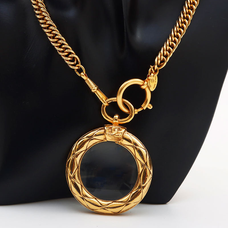 シャネル CHANEL ルーペ ココマーク マトラッセ ネックレス ゴールド