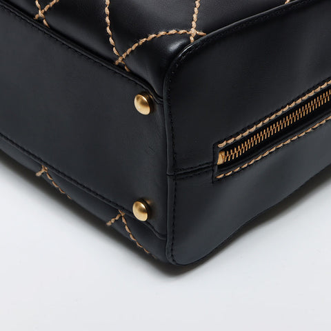 CHANEL No.8 Wild Stitch COCO Mark with pouch Handbag black WS11595