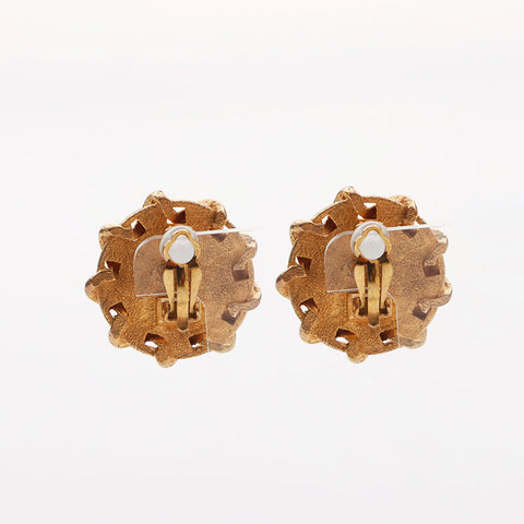 CHANEL 94P 1994 COCO Mark Round Earring Gold black WS11610