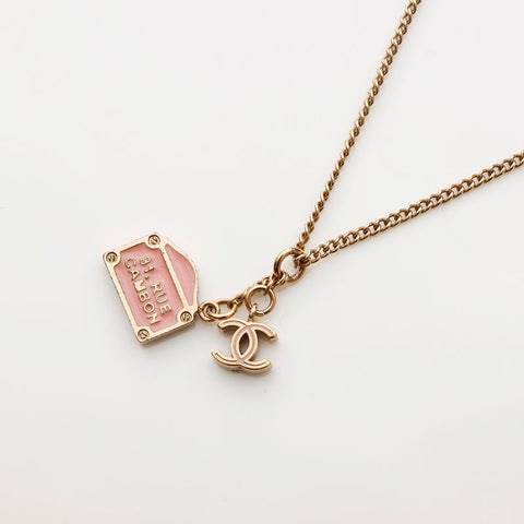 CHANEL 06C 2006 COCO Mark Cambon Necklace Gold pink WS11615