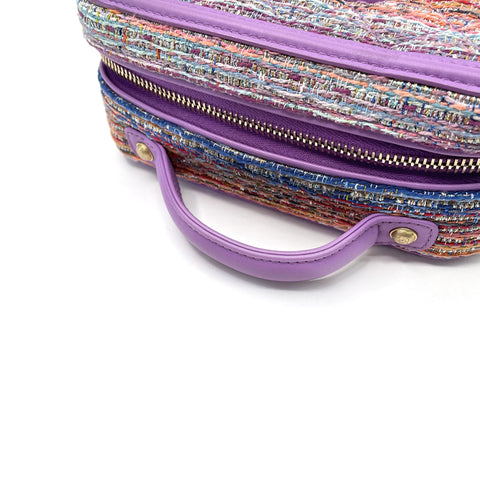 Chanel CC Filigree Vanity 2way Sac à bandoulière Tweed Purple WS1161