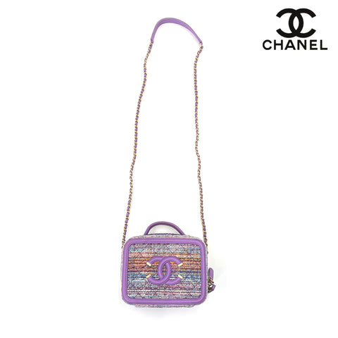 Chanel CC Filigree Vanity 2way Umhängetasche Tweed Lila WS1161