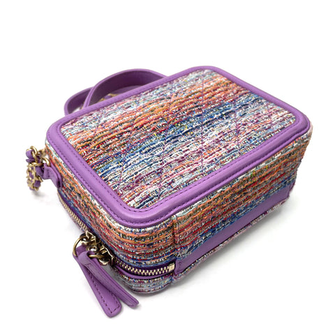Chanel CC Filigree Vanity 2way Sac à bandoulière Tweed Purple WS1161