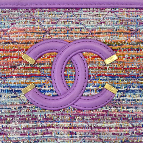 Chanel CC Filigree Vanity 2way Sac à bandoulière Tweed Purple WS1161