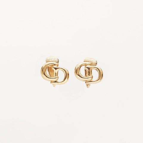 Christian Dior CD Logo Earrings Gold WS11624