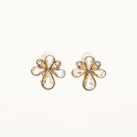 YVES SAINT LAURENT Boucle d'oreille fleur strass or WS11634