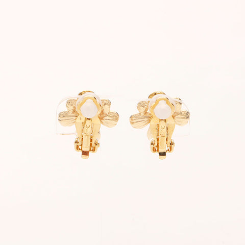 YVES SAINT LAURENT flower rhinestone Earring gold WS11634