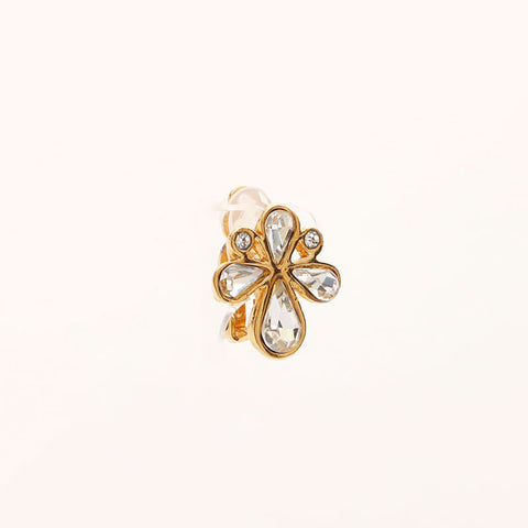 YVES SAINT LAURENT flower rhinestone Earring gold WS11634