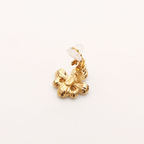 YVES SAINT LAURENT flower rhinestone Earring gold WS11634