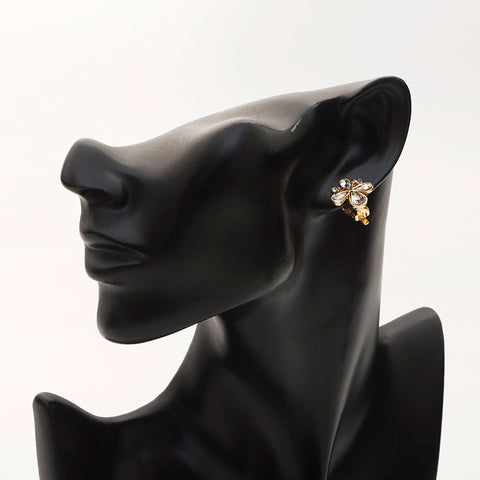 YVES SAINT LAURENT flower rhinestone Earring gold WS11634