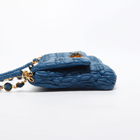 miu miu miu Matterasse水晶金色硬件肩带蓝色WS11638