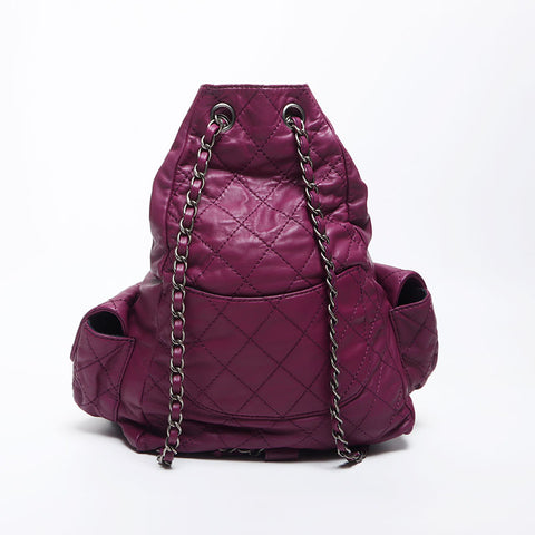 Chanel CHANEL No. 17 Coco Mark Lambskin Chain Silver Metal Backpack/Daypack Purple WS11639