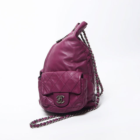 Chanel CHANEL No. 17 Coco Mark Lambskin Chain Silver Metal Backpack/Daypack Purple WS11639