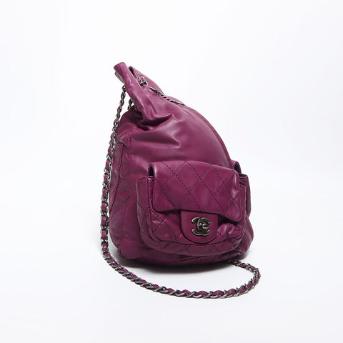 Chanel Chanel n ° 17 Coco Mark Chaîne en peau d'agneau Silver Metal Backpack / Daypack Purple WS11639