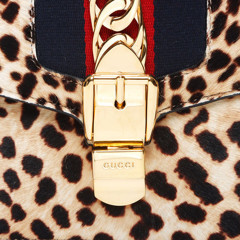 Gucci Harako Leopard Sylvie肩带米色WS11649