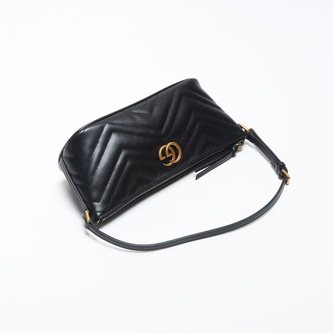グッチ GUCCI GG マムート レザー ポーチ ハンドバッグ ブラック WS11655