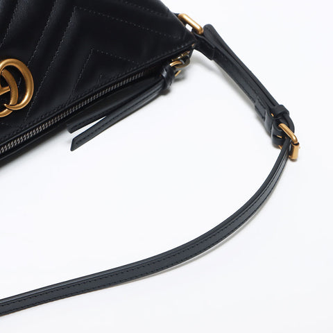 グッチ GUCCI GG マムート レザー ポーチ ハンドバッグ ブラック WS11655