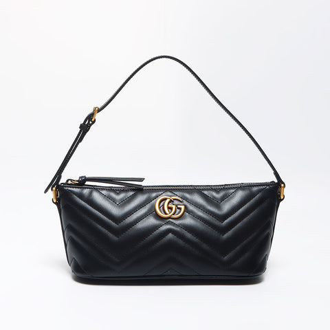 グッチ GUCCI GG マムート レザー ポーチ ハンドバッグ ブラック WS11655
