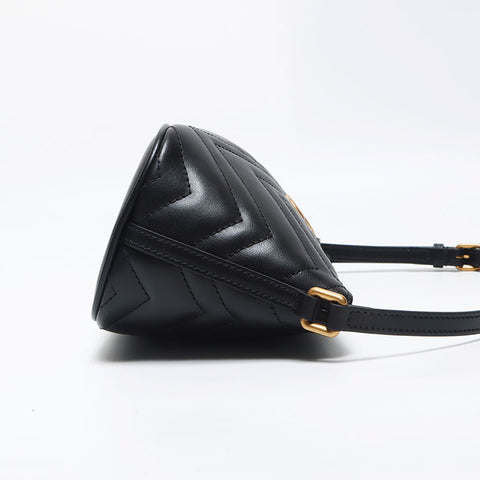 グッチ GUCCI GG マムート レザー ポーチ ハンドバッグ ブラック WS11655