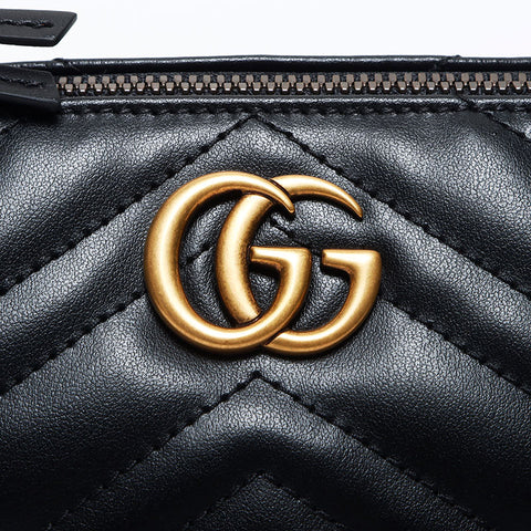 グッチ GUCCI GG マムート レザー ポーチ ハンドバッグ ブラック WS11655