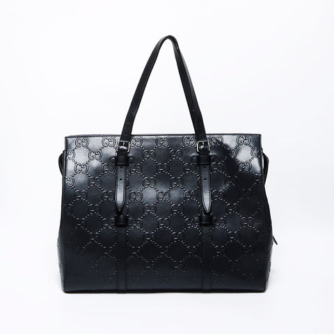 Gucci GG浮雕大容量手提袋黑色WS11656